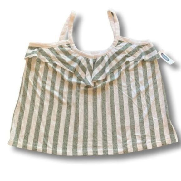 Old Navy Sage green and white ruffle tank top. Spaghetti straps. Size Medium - Picture 1 of 4